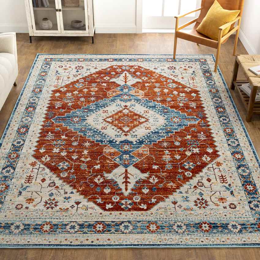 Vermillion Traditional Rust Area Rug