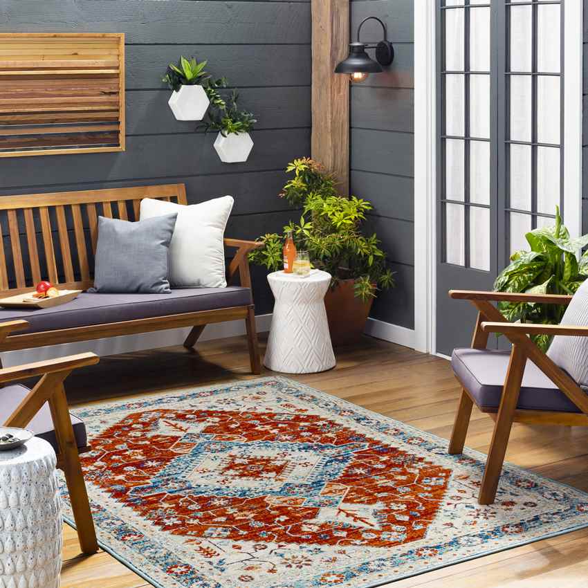 Vermillion Traditional Rust Area Rug