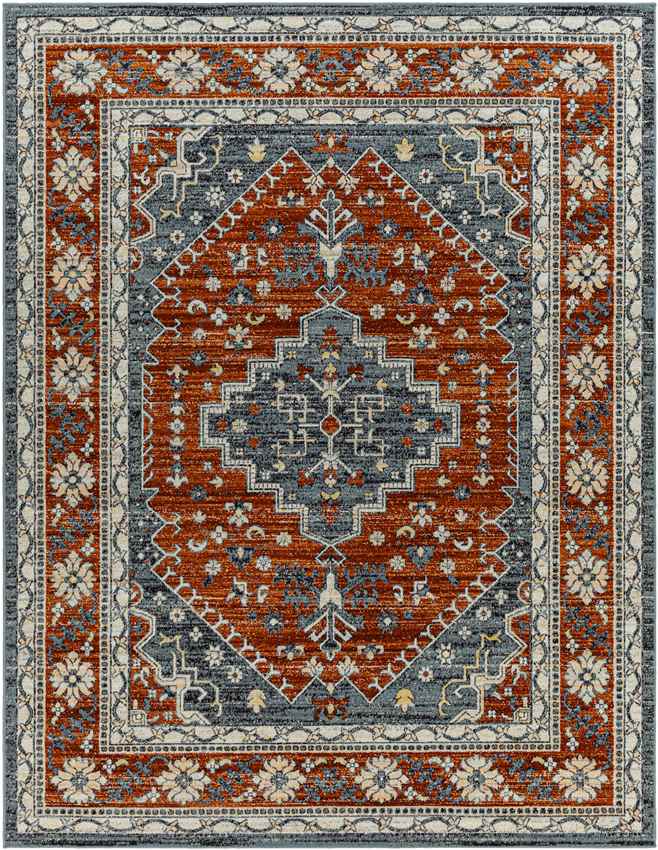 Andrews Traditional Burnt Orange Area Rug