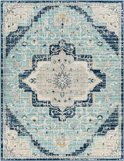 Bargersville Traditional Sky Blue Area Rug