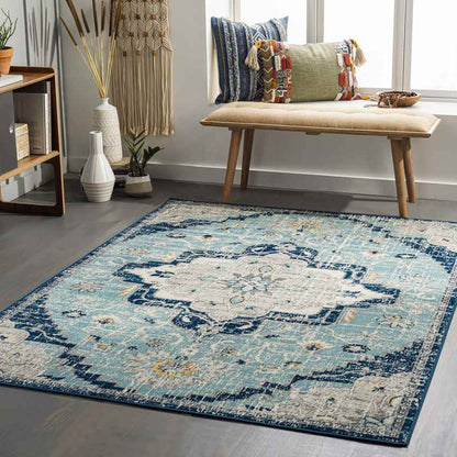 Bargersville Traditional Sky Blue Area Rug