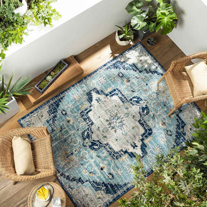 Bargersville Traditional Sky Blue Area Rug