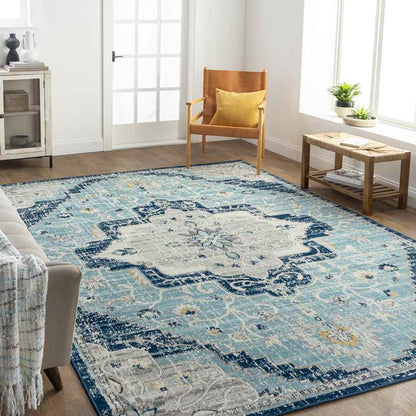 Bargersville Traditional Sky Blue Area Rug