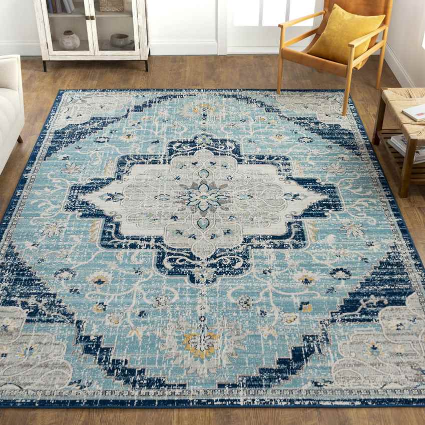 Bargersville Traditional Sky Blue Area Rug