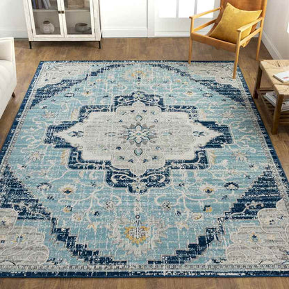 Bargersville Traditional Sky Blue Area Rug