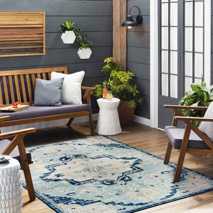 Bargersville Traditional Sky Blue Area Rug