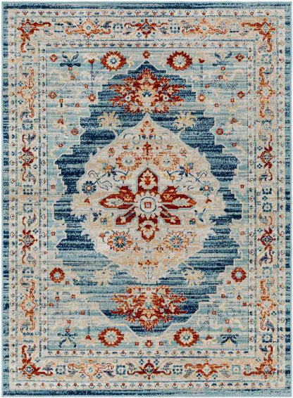 Burket Traditional Denim Area Rug