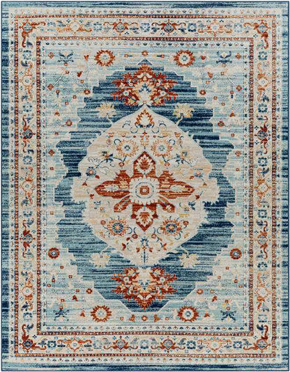 Burket Traditional Denim Area Rug