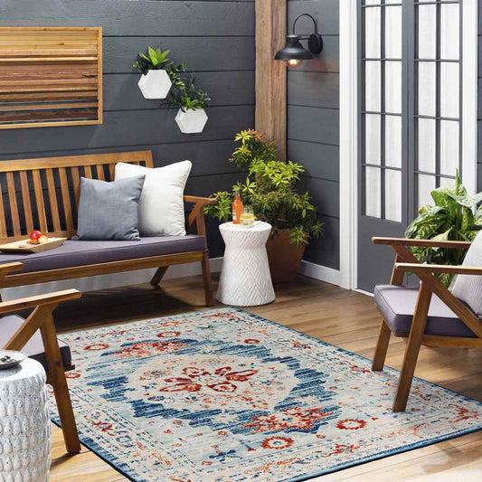 Burket Traditional Denim Area Rug