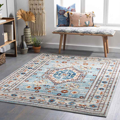 Cadiz Traditional Sky Blue Area Rug