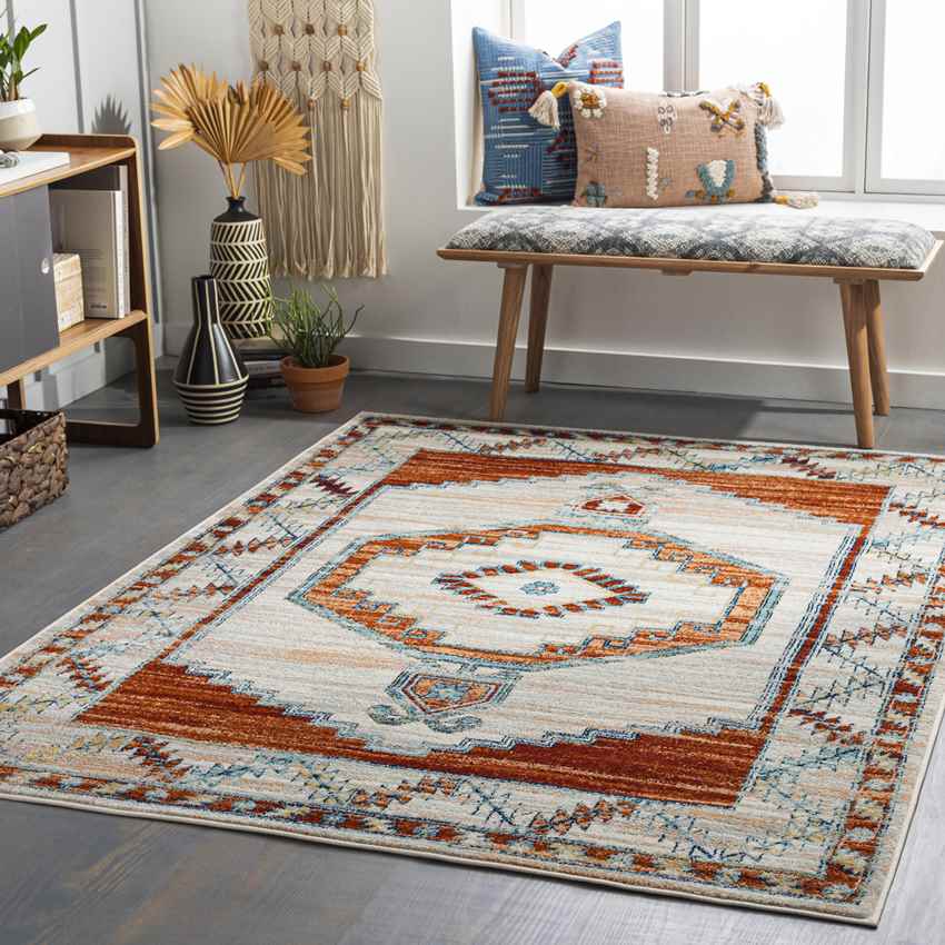 Center Point Traditional Burnt Orange Area Rug