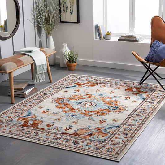 Mhilea Traditional Burnt Orange Area Rug
