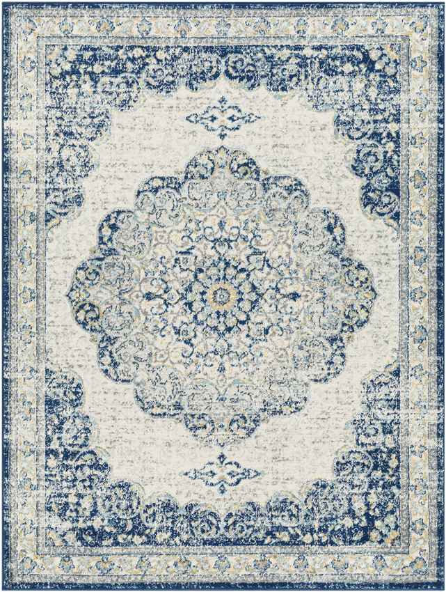 De Motte Traditional Navy Area Rug