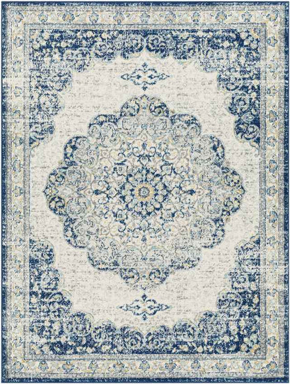 De Motte Traditional Navy Area Rug