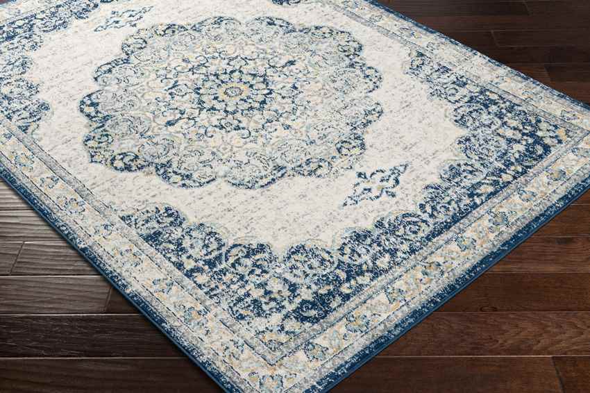 De Motte Traditional Navy Area Rug