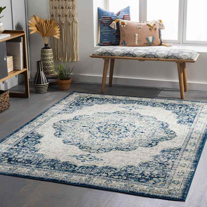De Motte Traditional Navy Area Rug