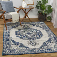 Dune Acres Traditional Navy Area Rug