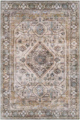 Washta Traditional Taupe Washable Area Rug
