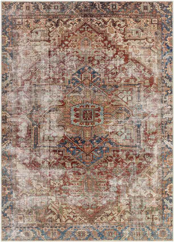 Lefkara Traditional Burgundy Washable Area Rug