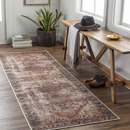 Lefkara Traditional Burgundy Washable Area Rug