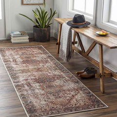 Lefkara Traditional Burgundy Washable Area Rug
