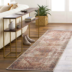 Lefkara Traditional Burgundy Washable Area Rug