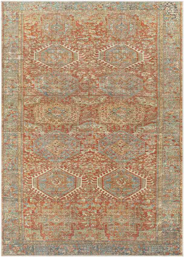 Xeros Traditional Rust Washable Area Rug