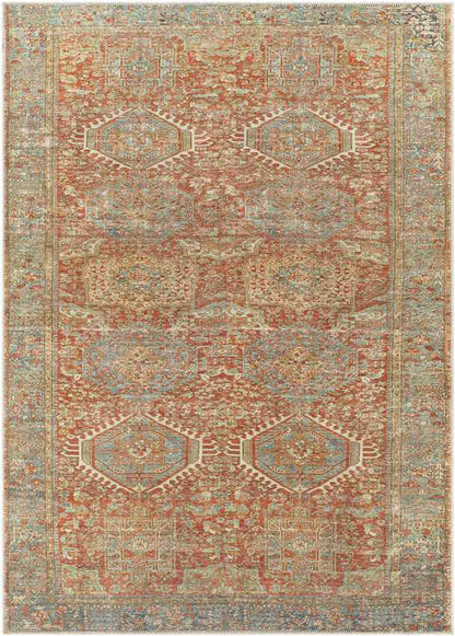 Xeros Traditional Rust Washable Area Rug