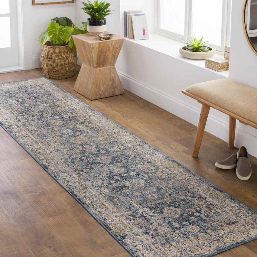 Harpers Ferry Traditional Dark Blue Area Rug