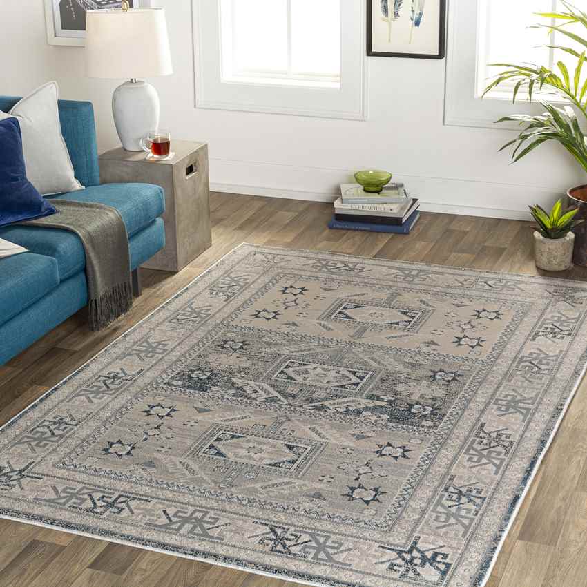 Trikomou Traditional Dark Teal Area Rug