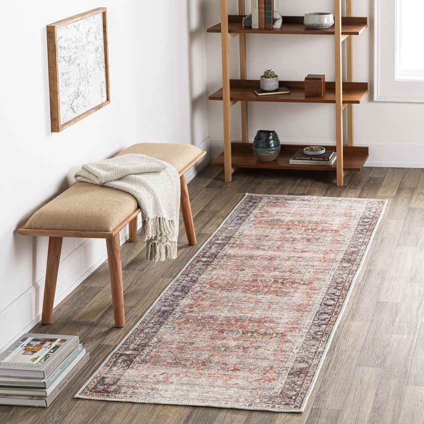 Gladbrook Traditional Rust Washable Area Rug