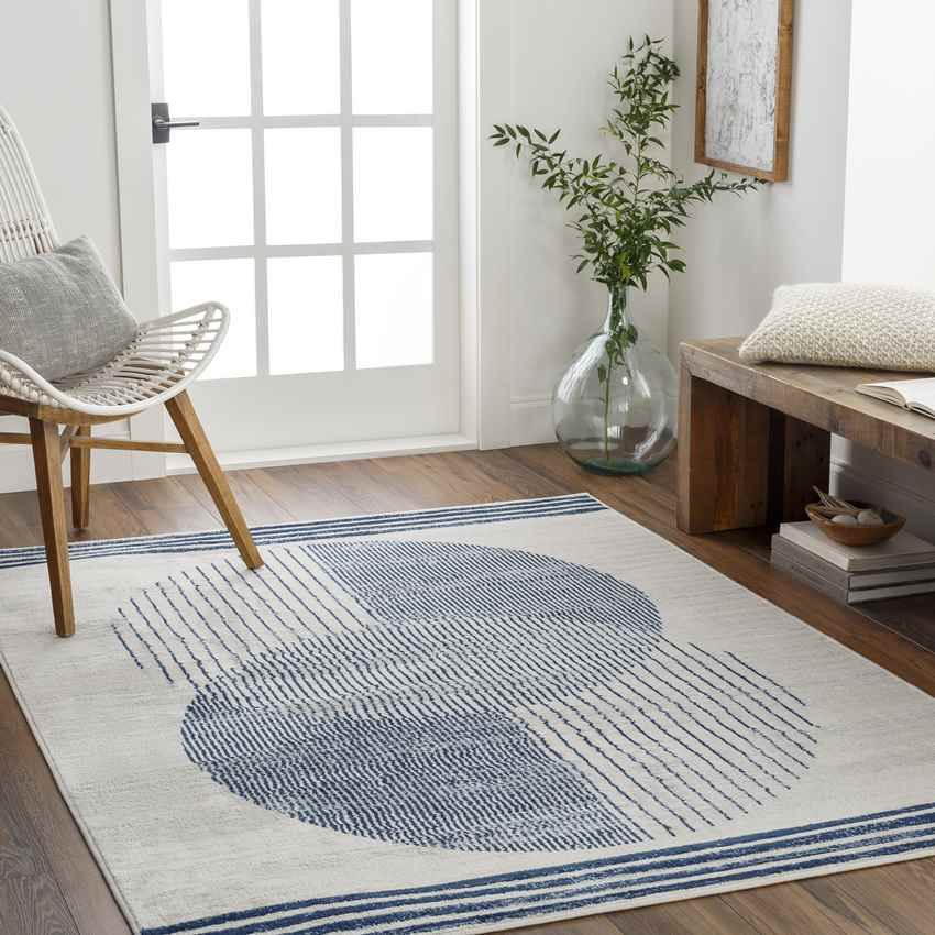 Lakin Modern Navy Blue Area Rug