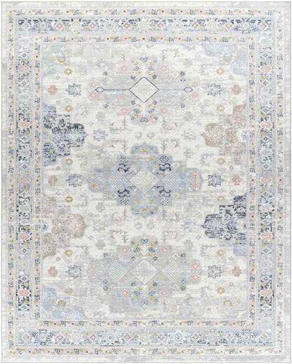 Lynch Traditional Light Blue Washable Area Rug