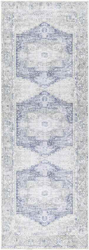 Nora Traditional Light Gray Washable Mandala Area Rug