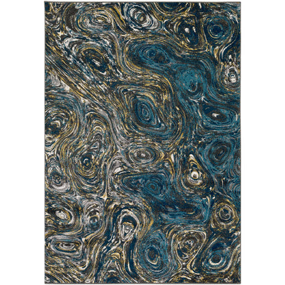 Xavion Modern Deep Teal/Dark Blue Area Rug