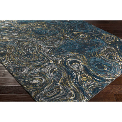 Xavion Modern Deep Teal/Dark Blue Area Rug