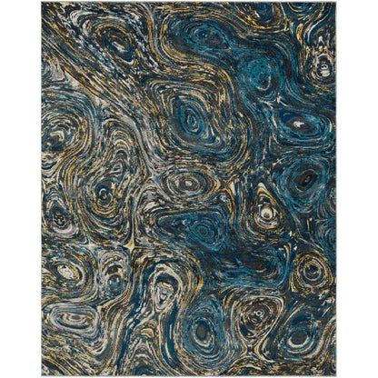 Xavion Modern Deep Teal/Dark Blue Area Rug