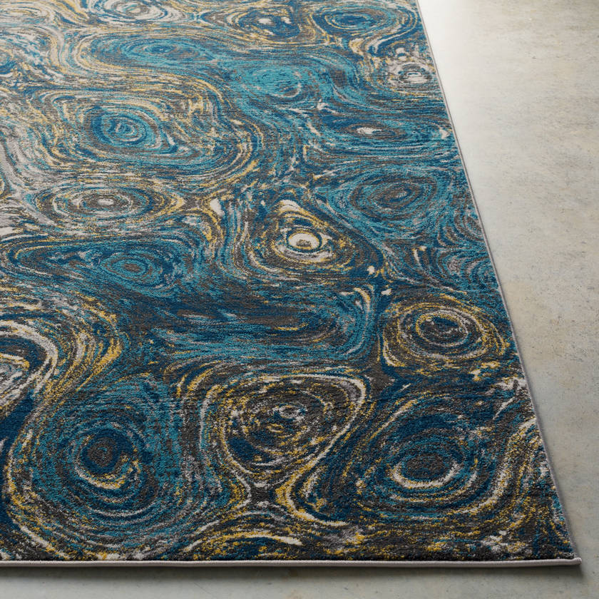 Xavion Modern Deep Teal/Dark Blue Area Rug