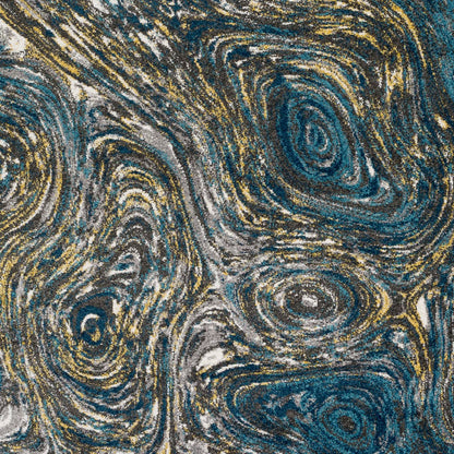 Xavion Modern Deep Teal/Dark Blue Area Rug