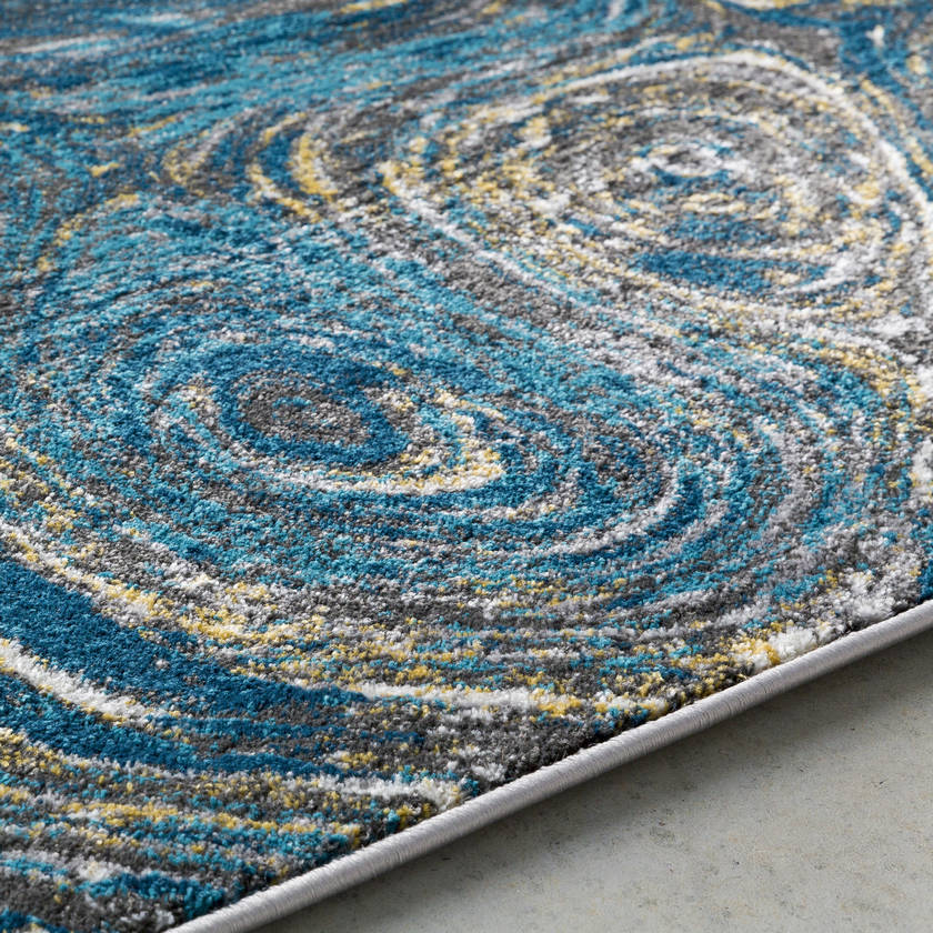 Xavion Modern Deep Teal/Dark Blue Area Rug