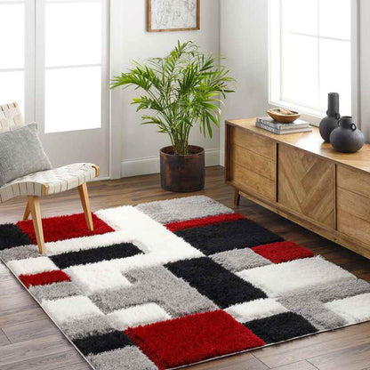 Satanta Modern Bright Red/Black Area Rug
