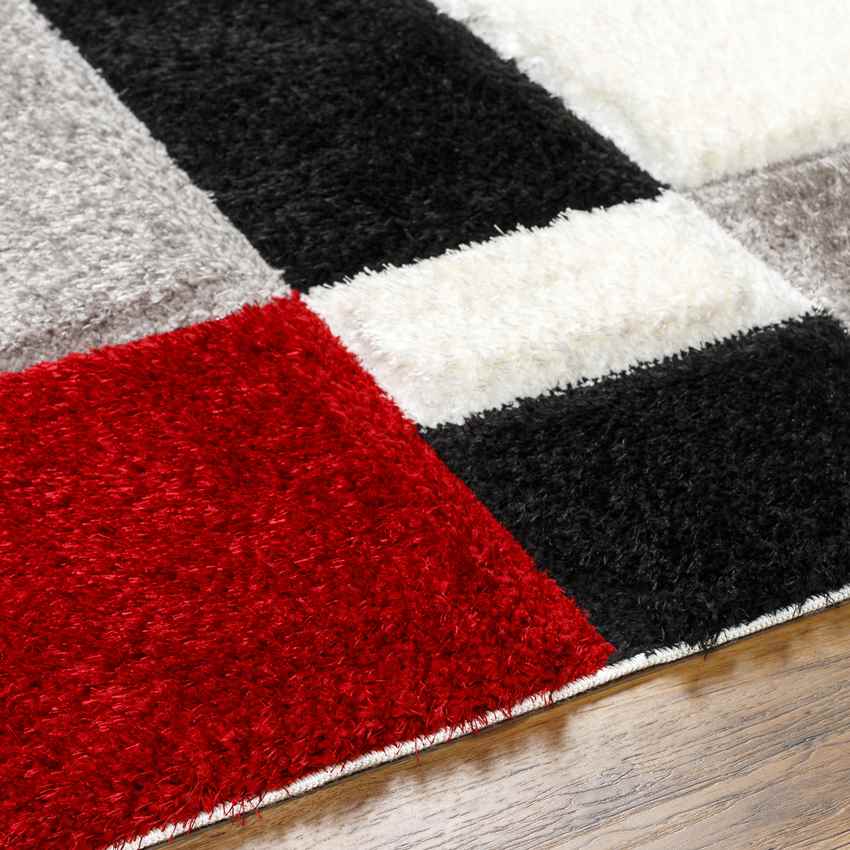 Satanta Modern Bright Red/Black Area Rug