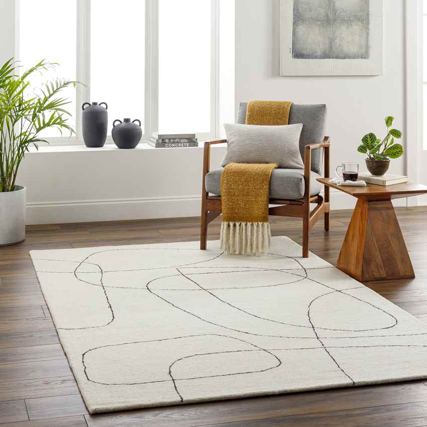 Hugoton Modern White/Black Area Rug