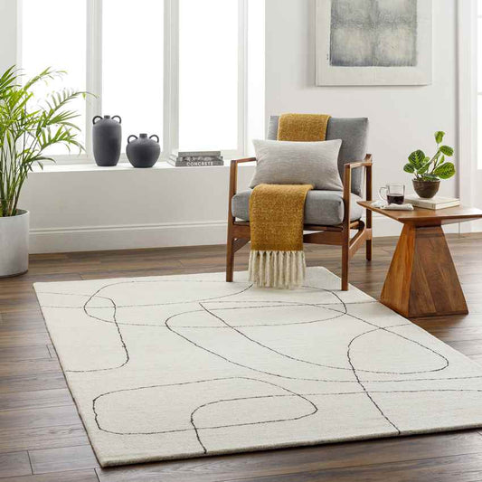 Hugoton Modern White/Black Area Rug