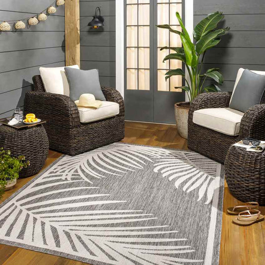 Tescott Coastal Dark Gray Area Rug