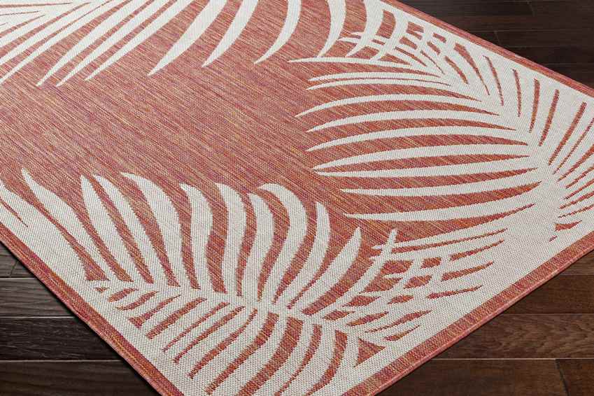 Tescott Coastal Dark Coral Area Rug