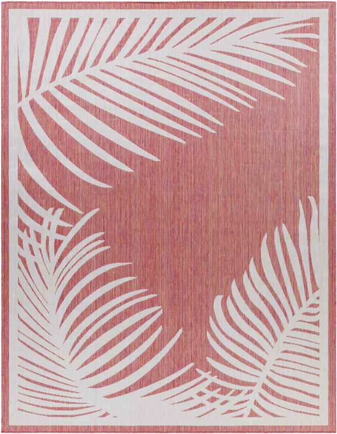 Tescott Coastal Dark Coral Area Rug