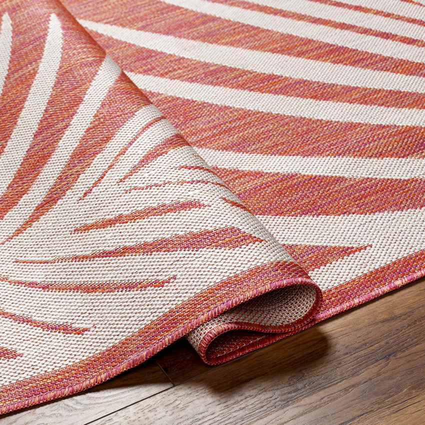 Tescott Coastal Dark Coral Area Rug
