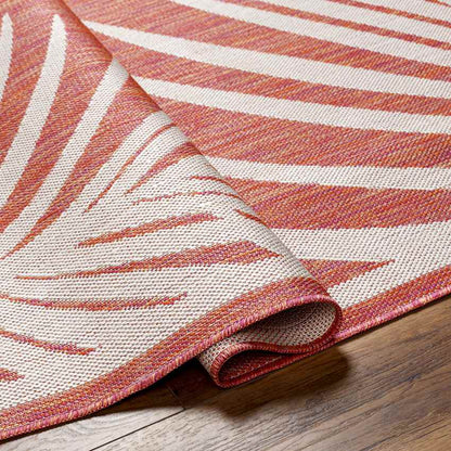 Tescott Coastal Dark Coral Area Rug