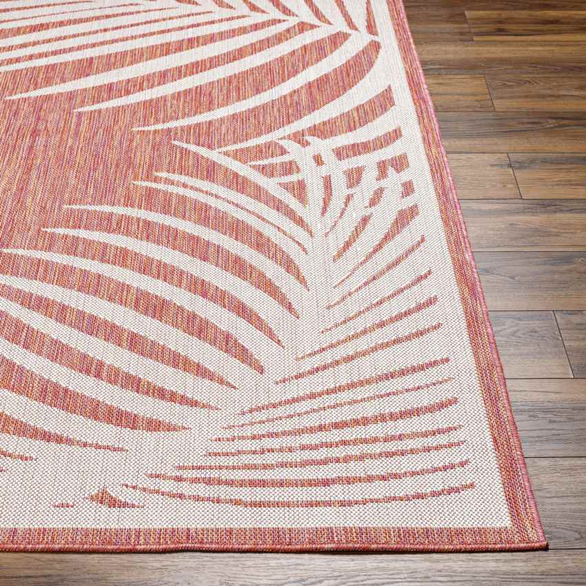 Tescott Coastal Dark Coral Area Rug